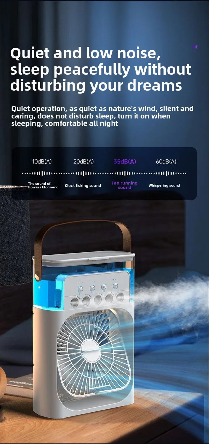 Portable Misting Fan – Desktop Air Cooler with LED Lights