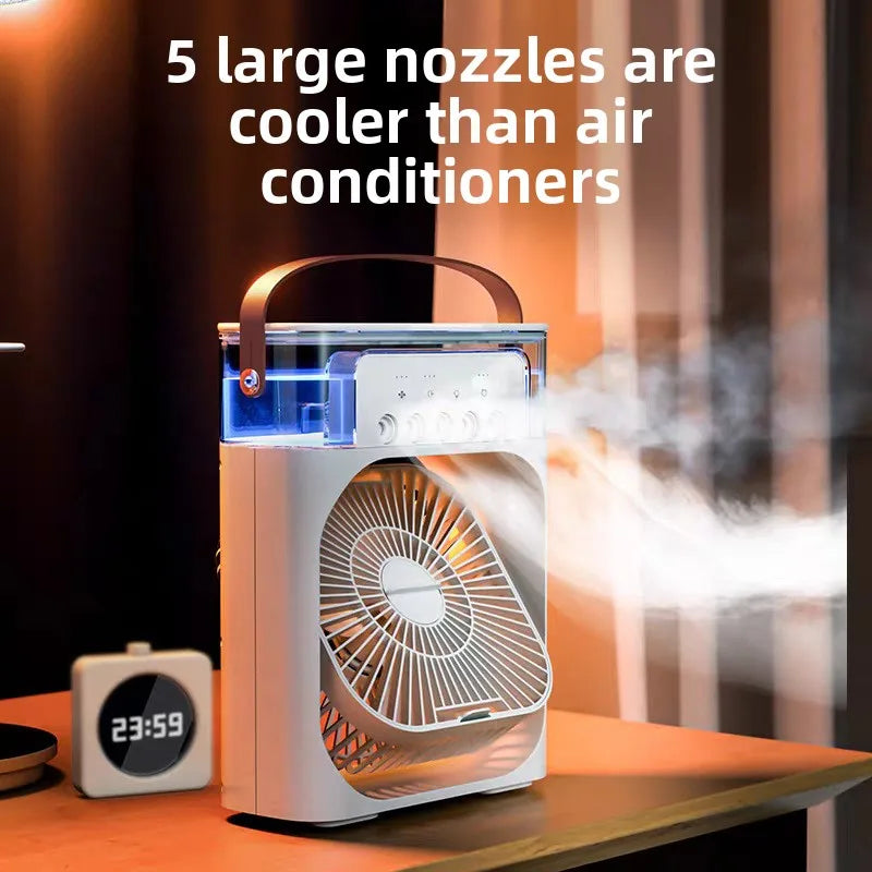 Portable Misting Fan – Desktop Air Cooler with LED Lights