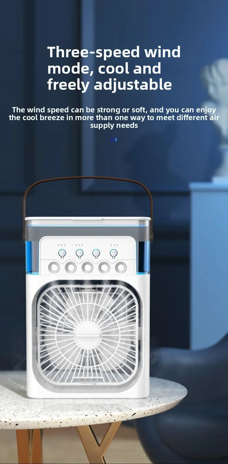 Portable Misting Fan – Desktop Air Cooler with LED Lights