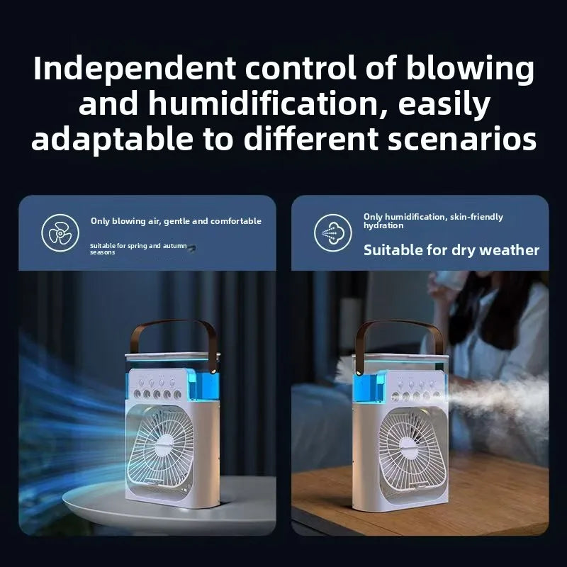 Portable Misting Fan – Desktop Air Cooler with LED Lights