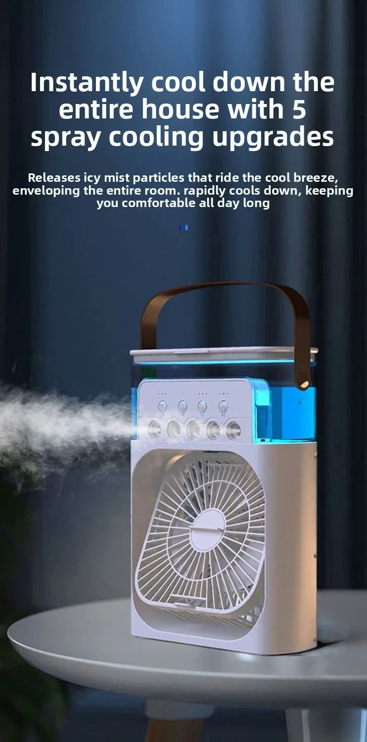 Portable Misting Fan – Desktop Air Cooler with LED Lights