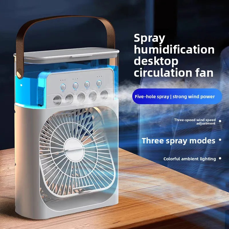 Portable Misting Fan – Desktop Air Cooler with LED Lights