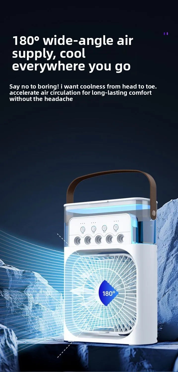 Portable Misting Fan – Desktop Air Cooler with LED Lights