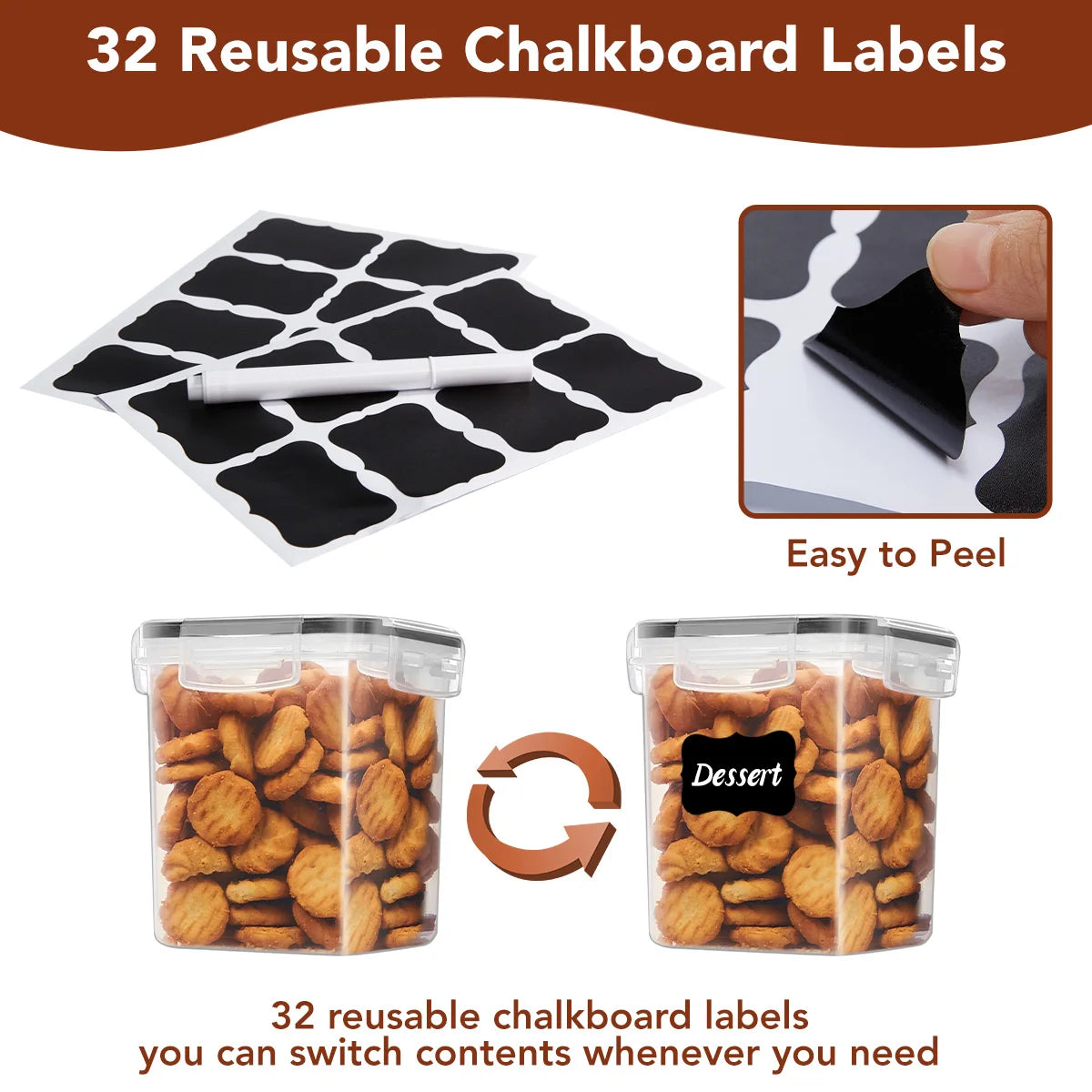 Airtight Food Storage Containers – 10-Piece Set with Labels