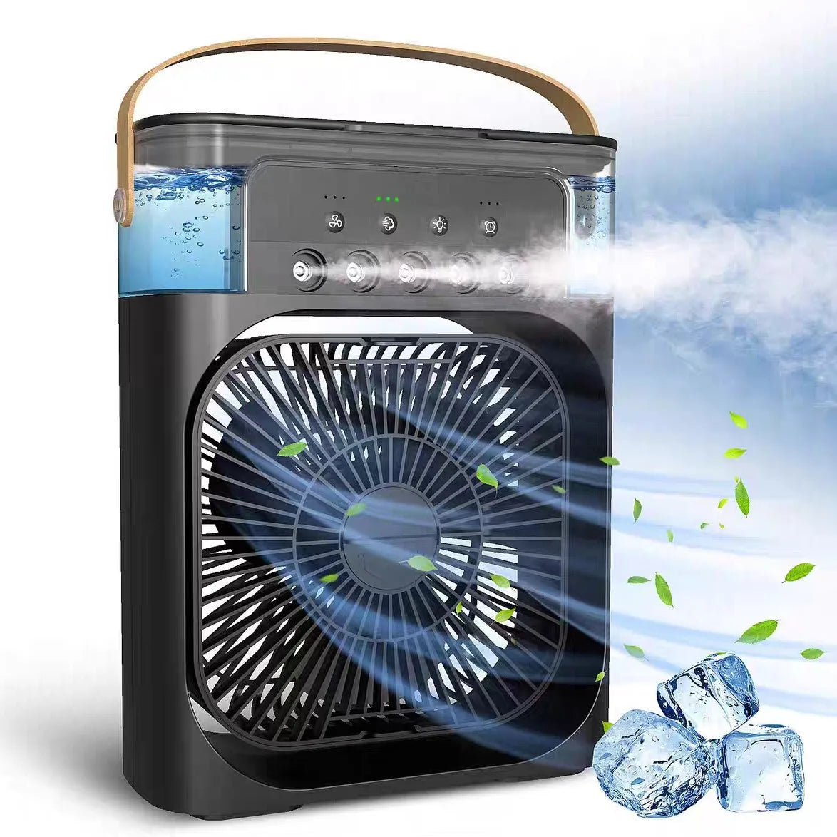 Portable Misting Fan – Desktop Air Cooler with LED Lights