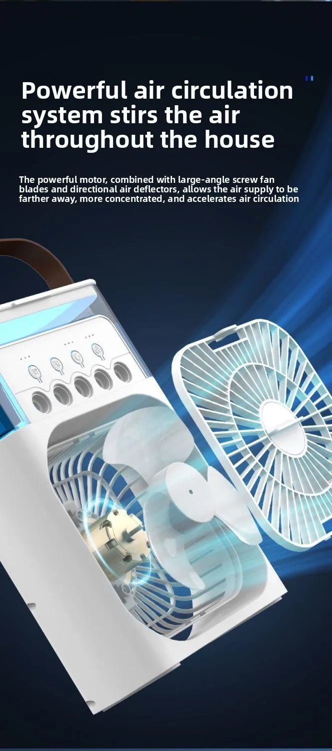 Portable Misting Fan – Desktop Air Cooler with LED Lights