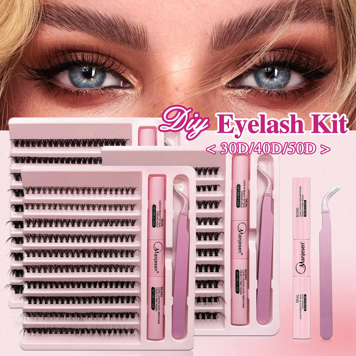 LASHVNNA DIY Lash Cluster Kit – Waterproof Bond & Seal, Tweezers Included