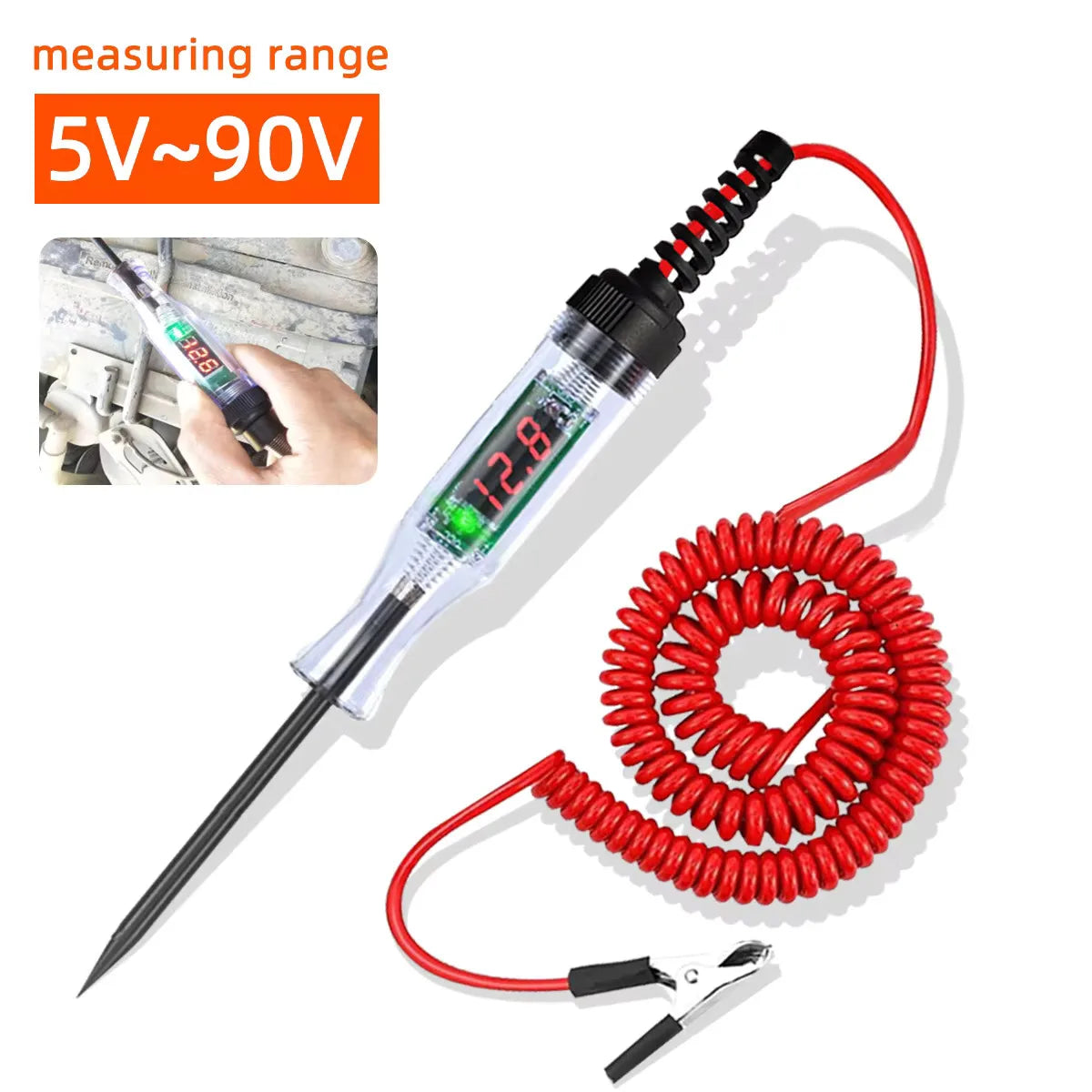 Automotive Test Light – Digital Voltmeter Probe, 5V-90V Range