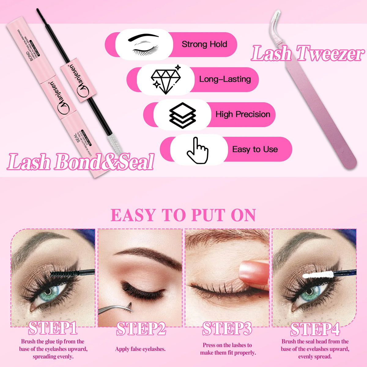 LASHVNNA DIY Lash Cluster Kit – Waterproof Bond & Seal, Tweezers Included