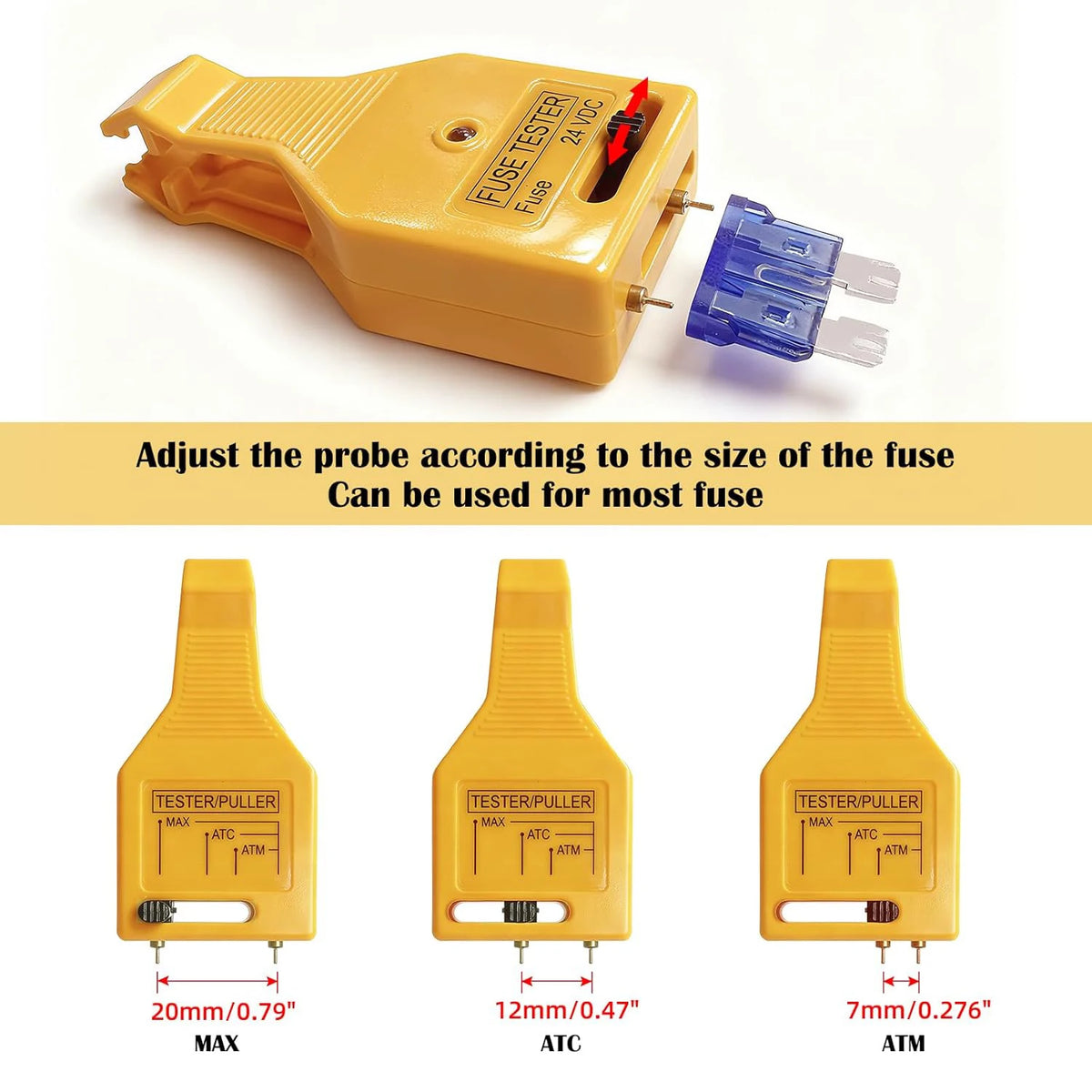 Automotive Fuse Tester & Puller – 24VDC, Fits MAX/ATC/ATM Fuses