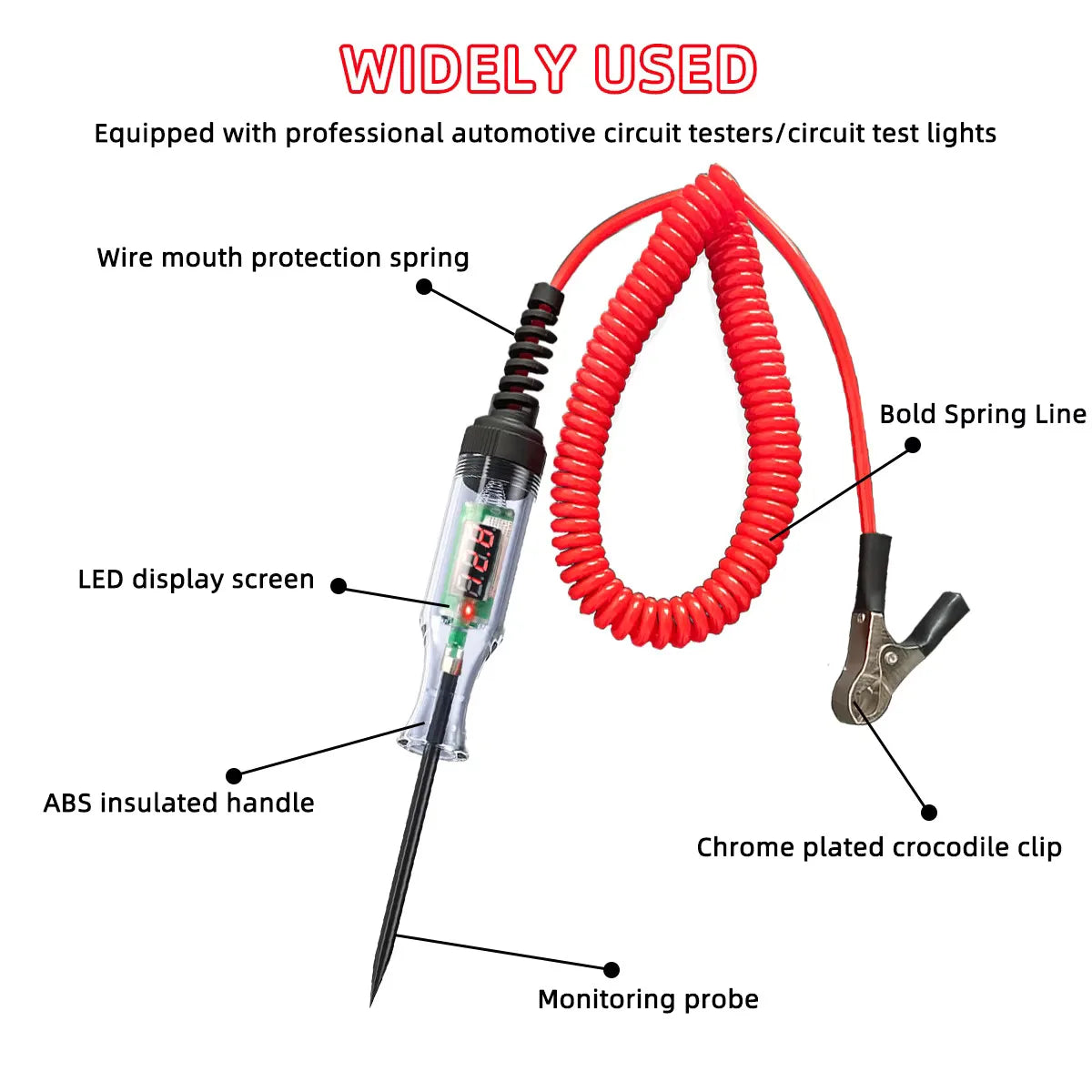 Automotive Test Light – Digital Voltmeter Probe, 5V-90V Range